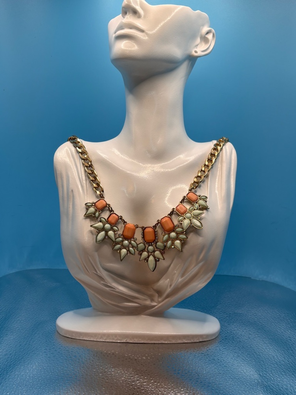 Charming Charlie Coral and Cream Statement Bib Necklace
